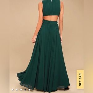 Lulus Forest Green Maxi Dress Side Medium